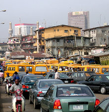 Lagos' roads suffer from extreme congestion. Lagos' roads suffer from extreme congestion.