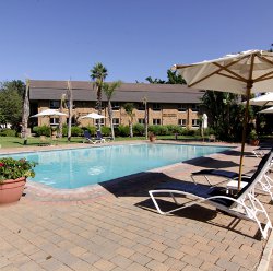 The outdoor area of the Cresta Lodge in Gaborone. The outdoor area of the Cresta Lodge in Gaborone.
