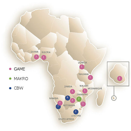 Massmart's African footprint Massmart's African footprint