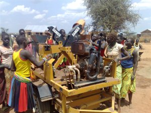 Workers in Uganda receive training on using Hydraform's brickmaking machine. Workers in Uganda receive training on using Hydraform's brickmaking machine.