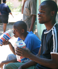 Delta Corporation's Chibuku is a traditional sorghum beer. It is commonly referred to as 'shake shake' because of its propensity to settle into its liquid and solid fractions. Shaking restores the beverage to its former grainy off-yogurt consistency. Delta Corporation's Chibuku is a traditional sorghum beer. It is commonly referred to as 'shake shake' because of its propensity to settle into its liquid and solid fractions. Shaking restores the beverage to its former grainy off-yogurt consistency.