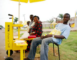 A MTN stand in Kwara State, Nigeria. A MTN stand in Kwara State, Nigeria.