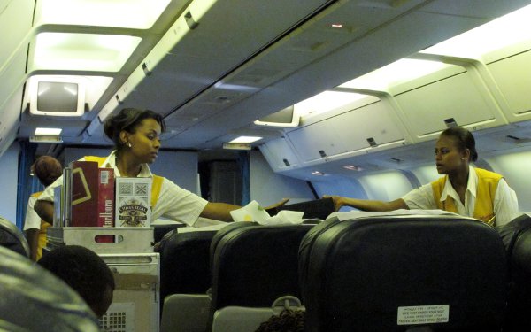 On board Ethiopian Airlines from Johannesburg to Addis Ababa.