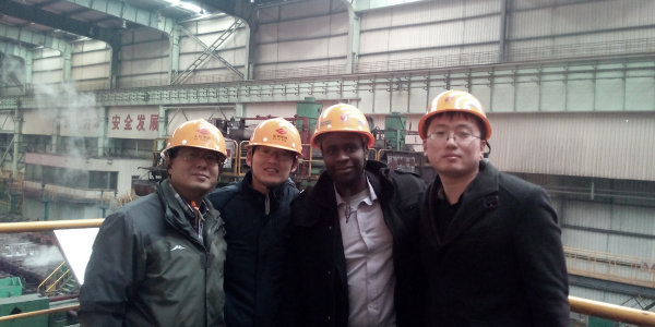 Walter Ruigu (third from the left) on a site visit to a Jinan (Shandong province) steel plant to inspect steel products for export to East Africa.