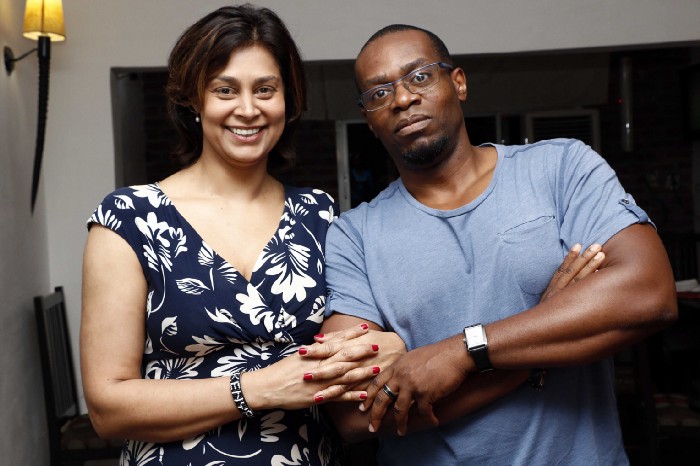 Zain Verjee and Chidi Afulezi during the early days of aKoma in Lagos, Nigeria 2017.